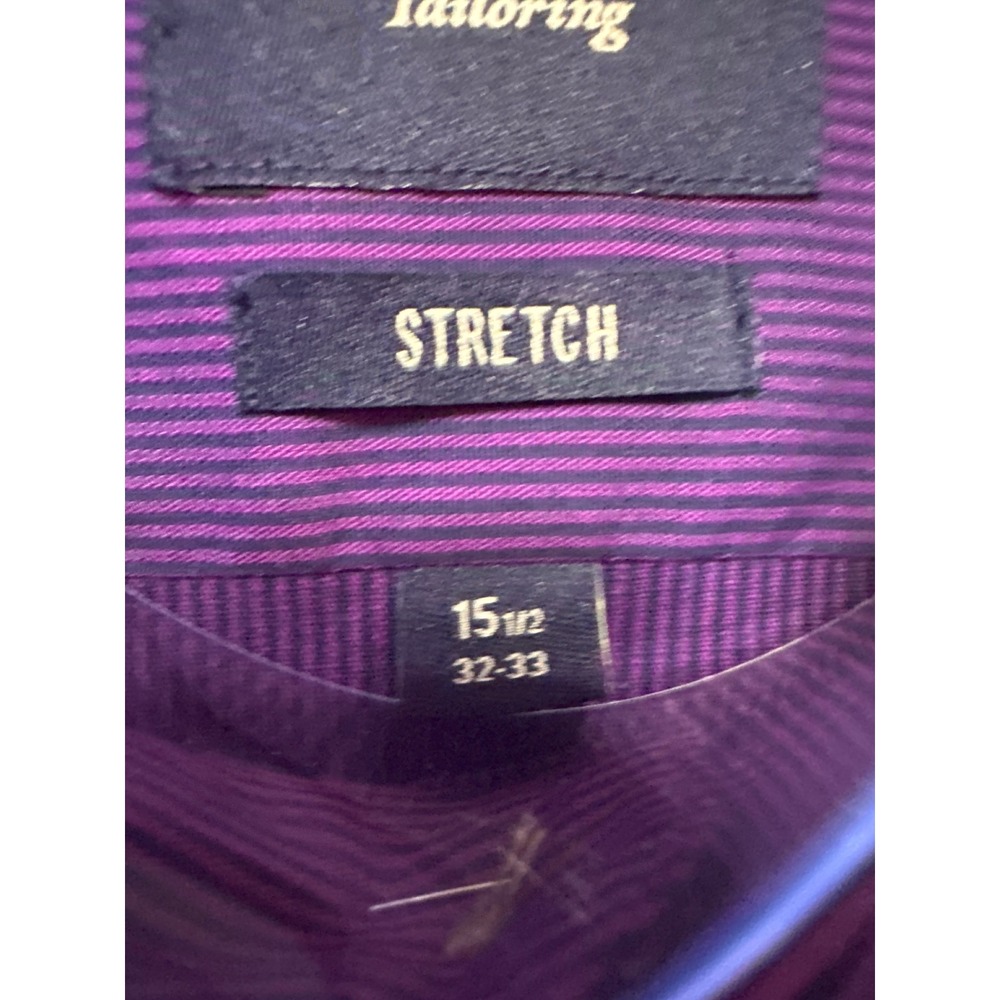 Ben Sherman Tailoring Purple Micro Stripe Dress Shirt 15.5 32-33 Stretch NEW - Picture 4 of 5